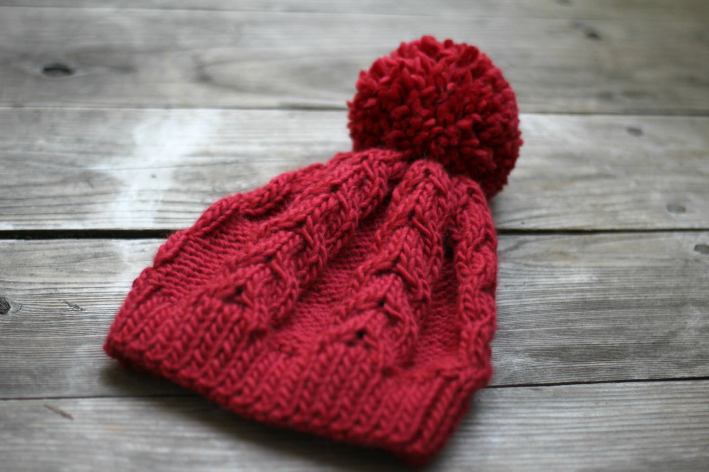 Knit red hat for women