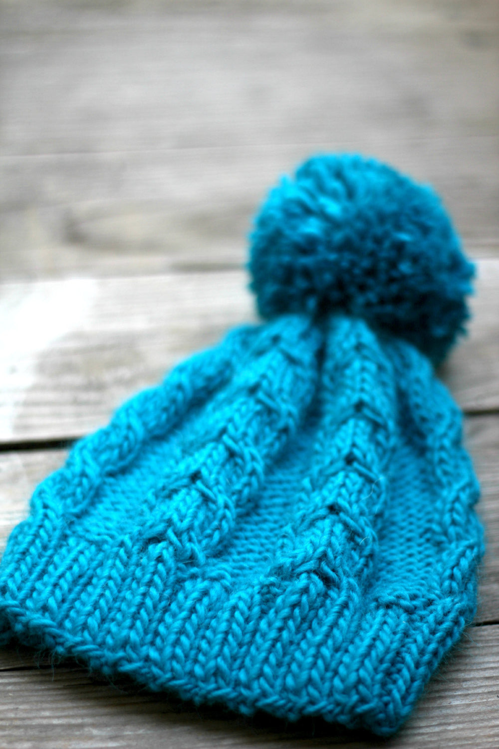 Knit blue cable hat
