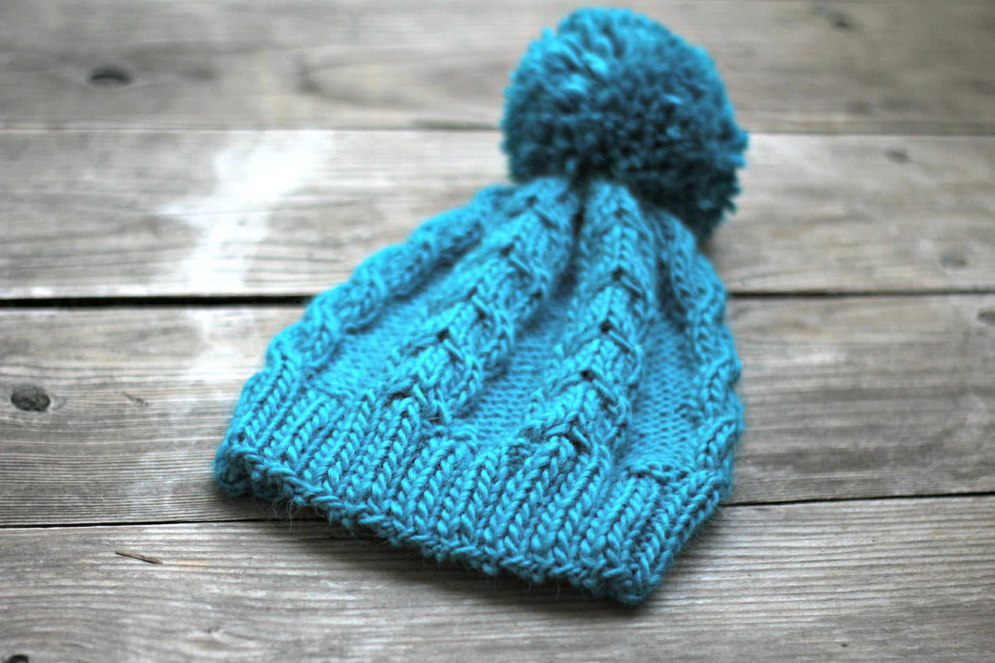 Knit blue hat for women