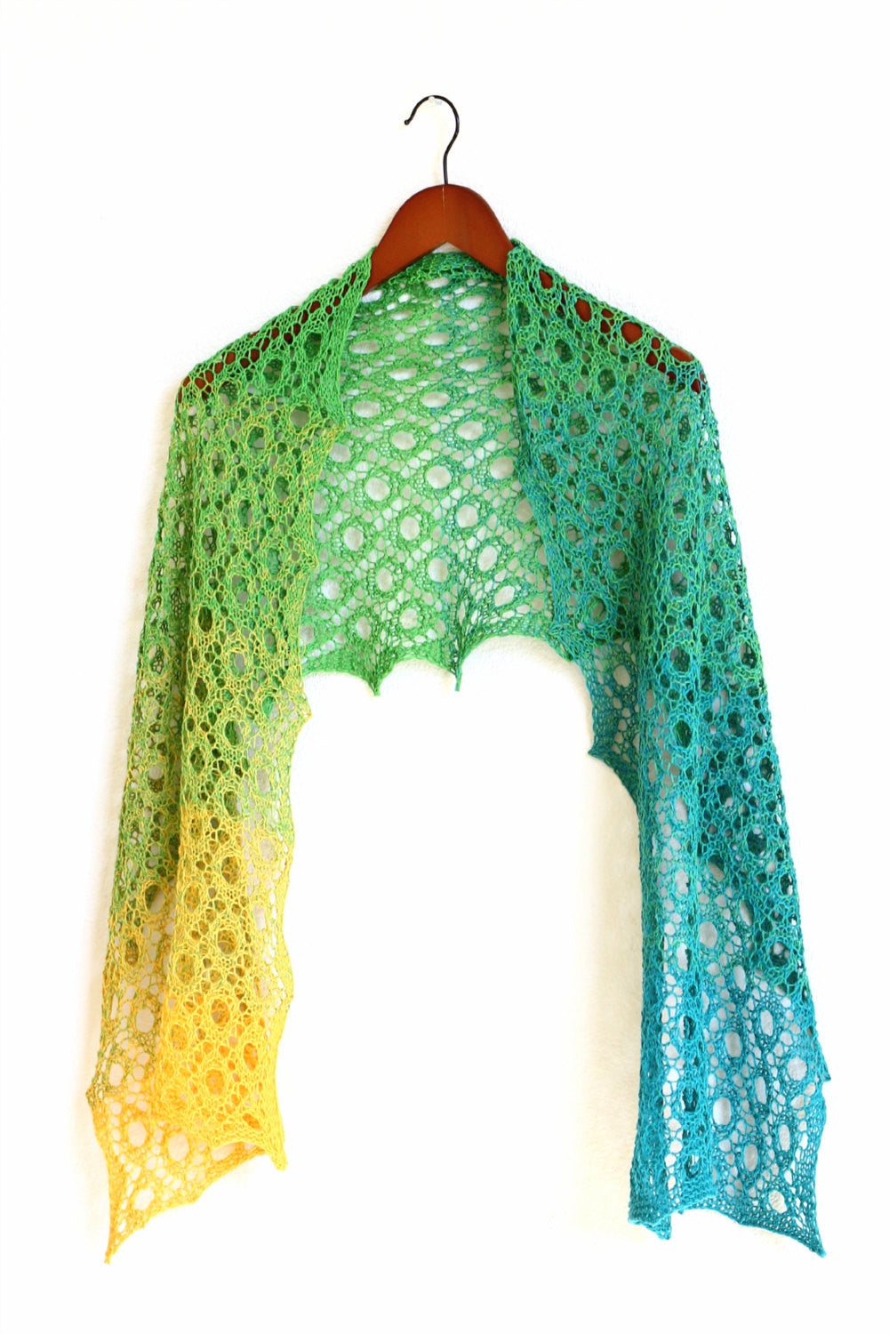 Knit wrap in green and yellow color
