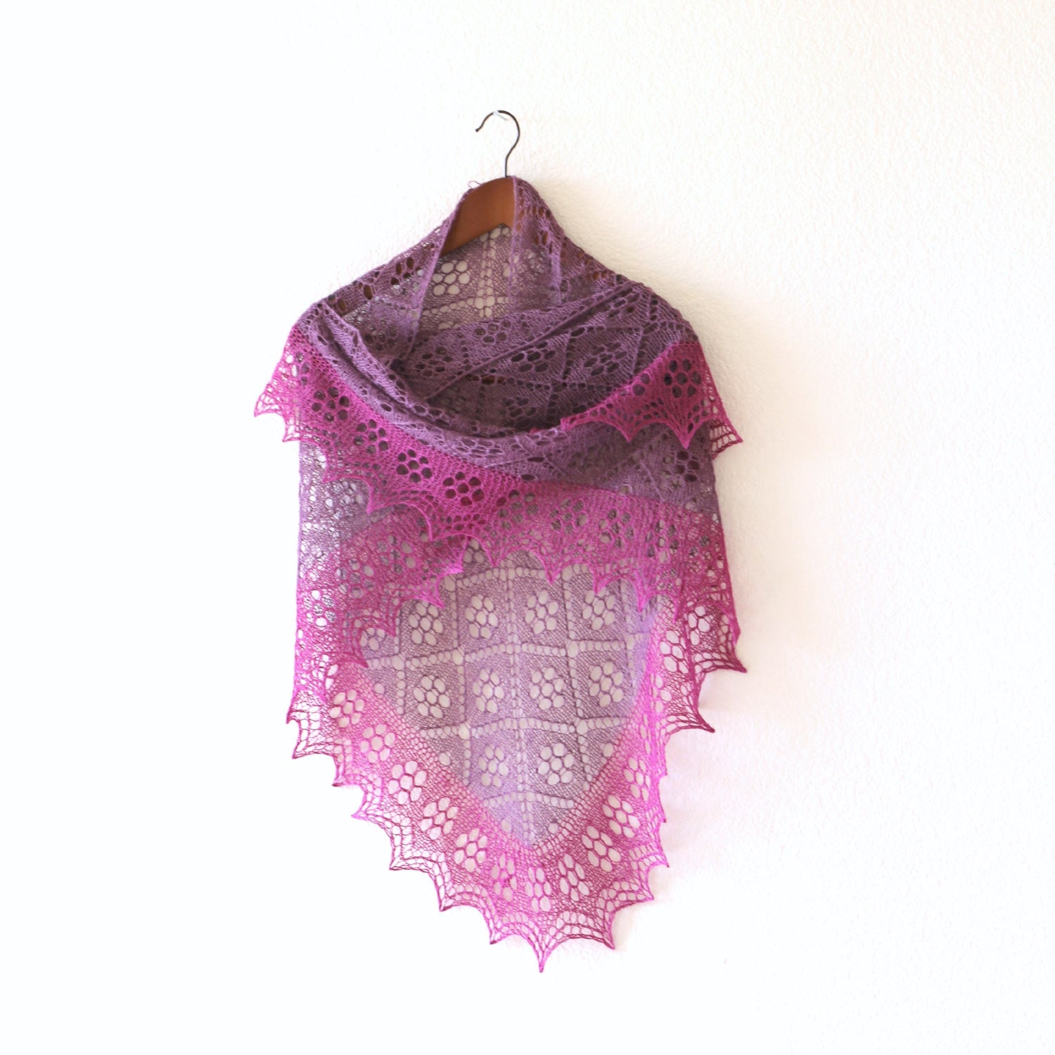 Purple pink lace shawl