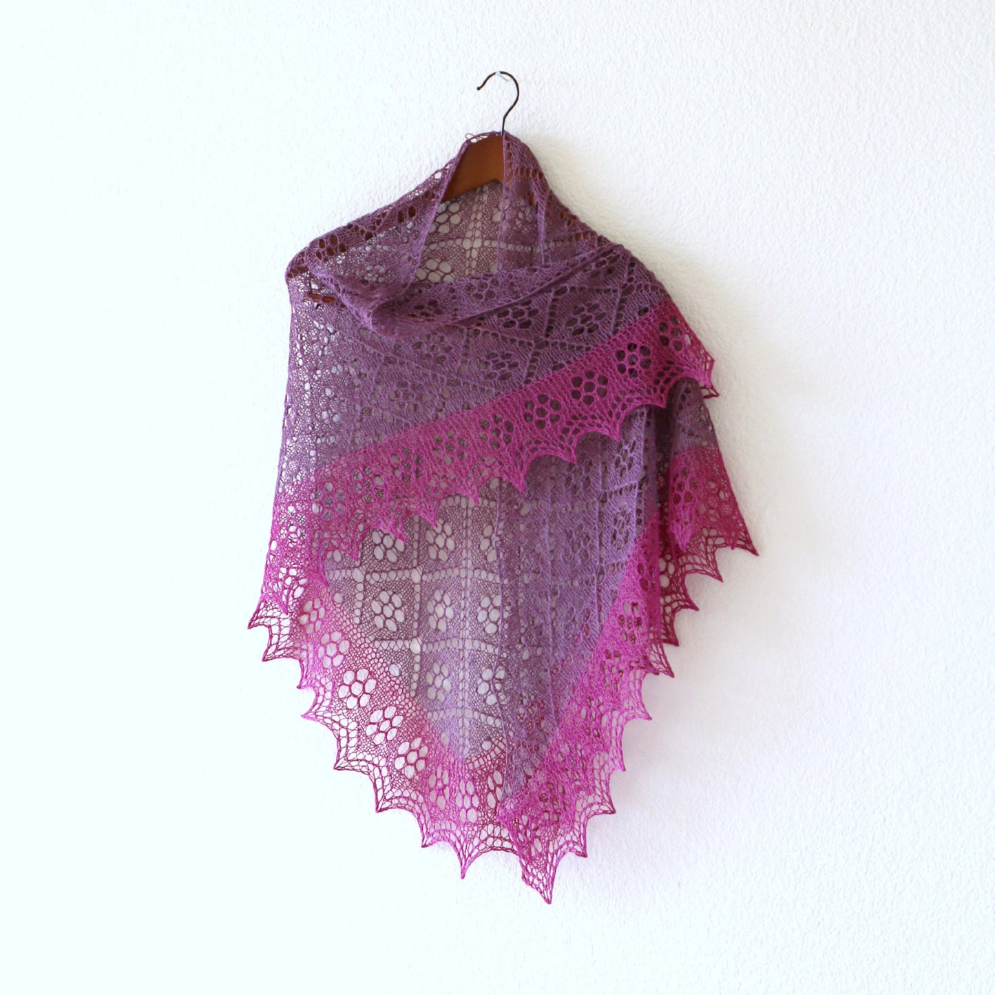 Knitted purple shawl