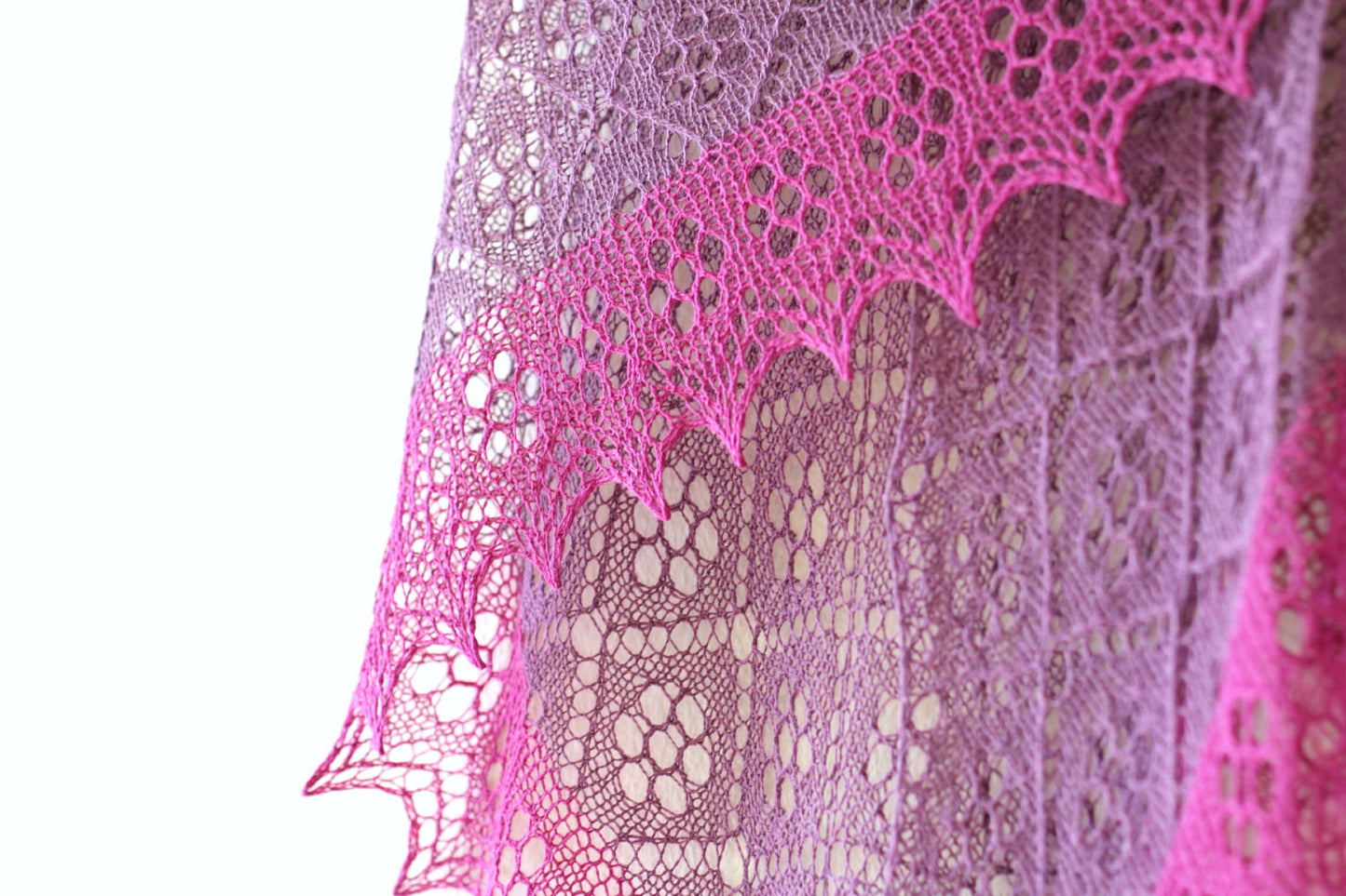 Knit shawl in purple fuchsia colors, knit wrap, gift for her