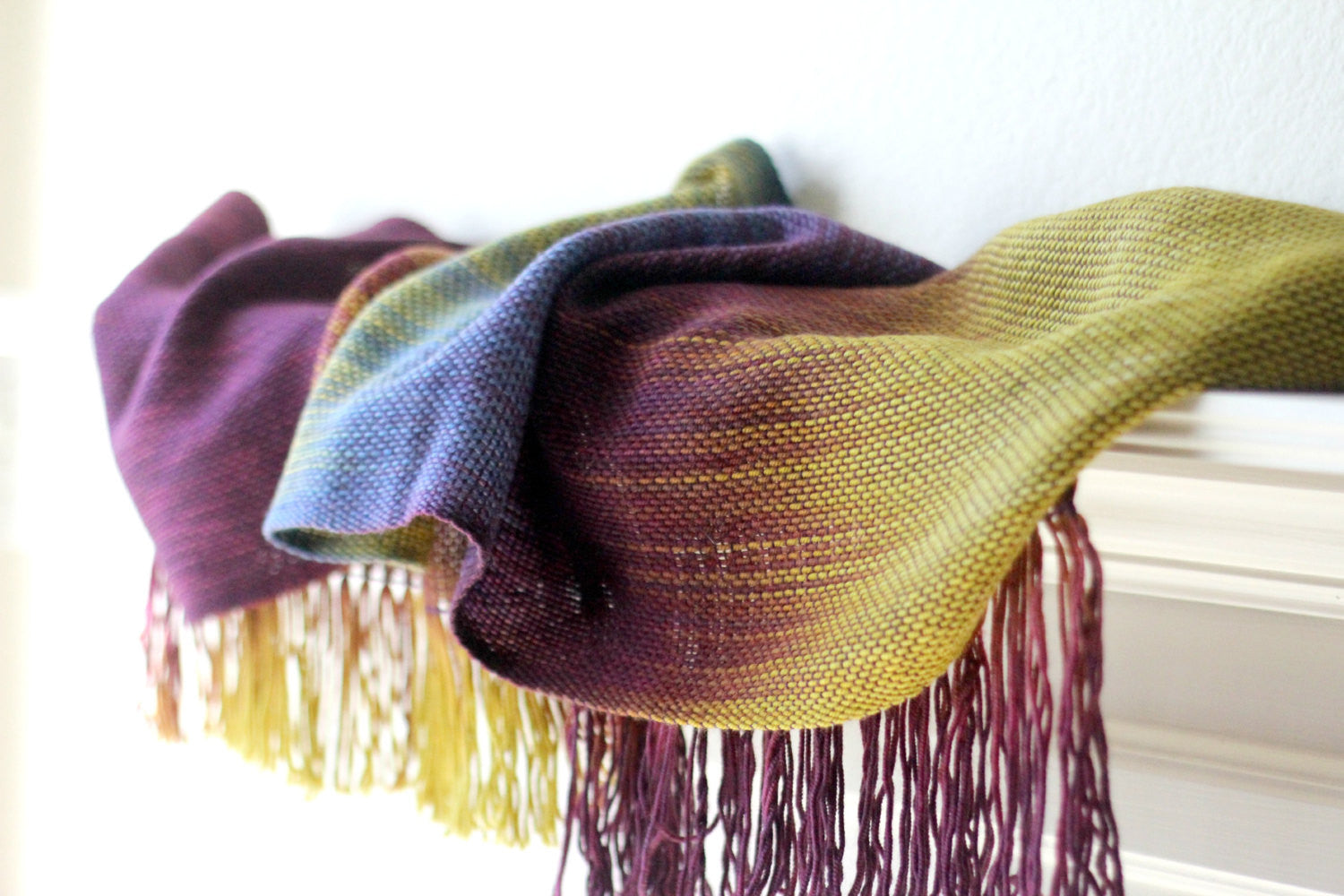 Yellow and purple woven wrap