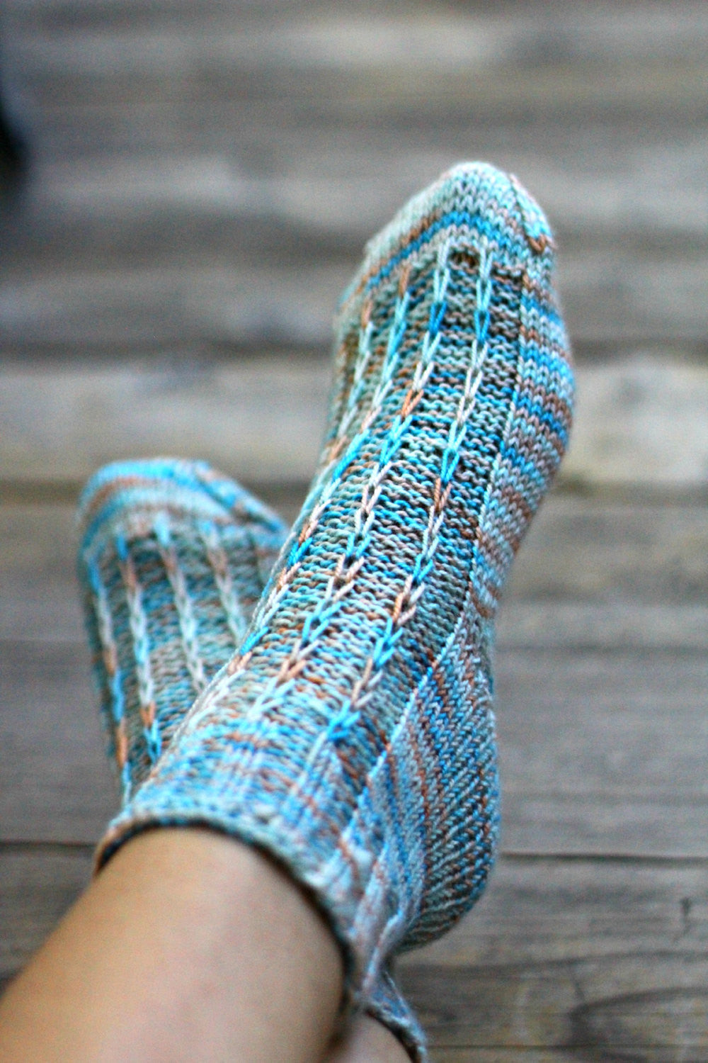 Blue knit socks for women