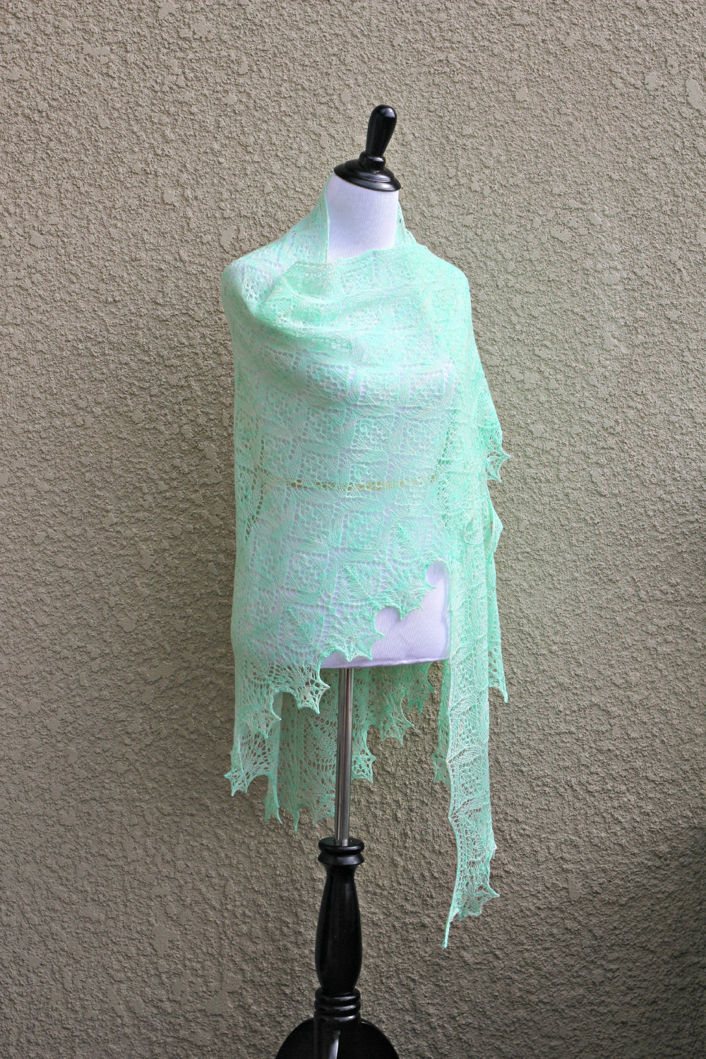 Knitted mint shawl