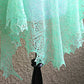 Knit shawl, lace shawl in mint color, gift for her
