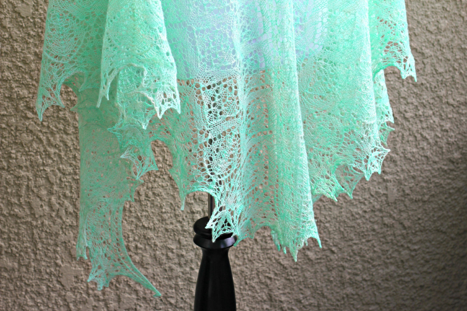Knit shawl, lace shawl in mint color, gift for her