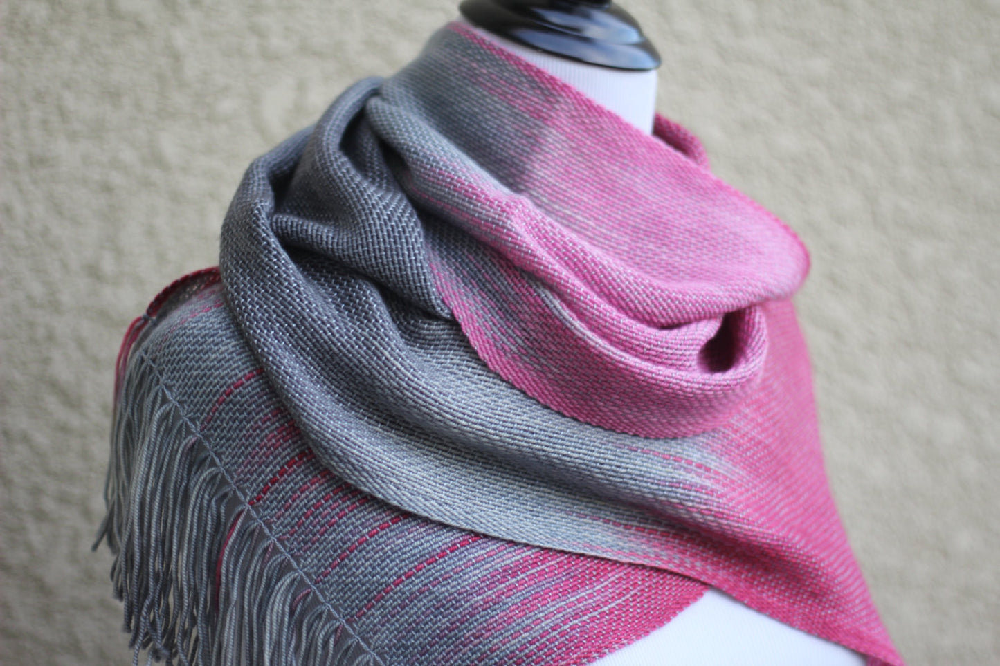 Woven pink and grey wrap