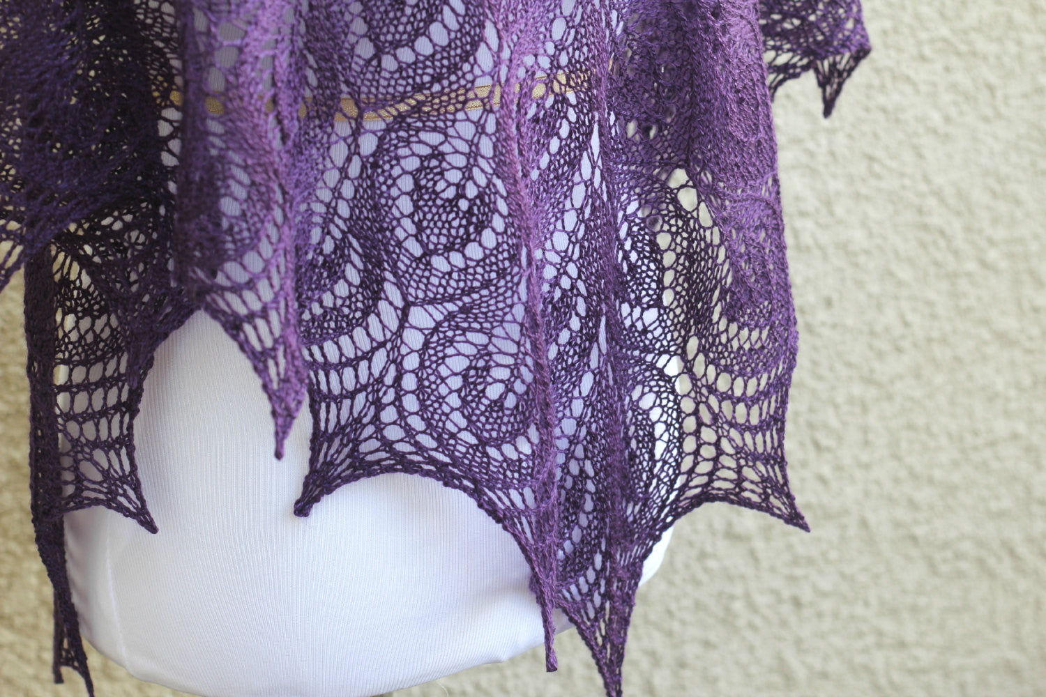 Knit shawl in purple color, lace shawl, gift for her