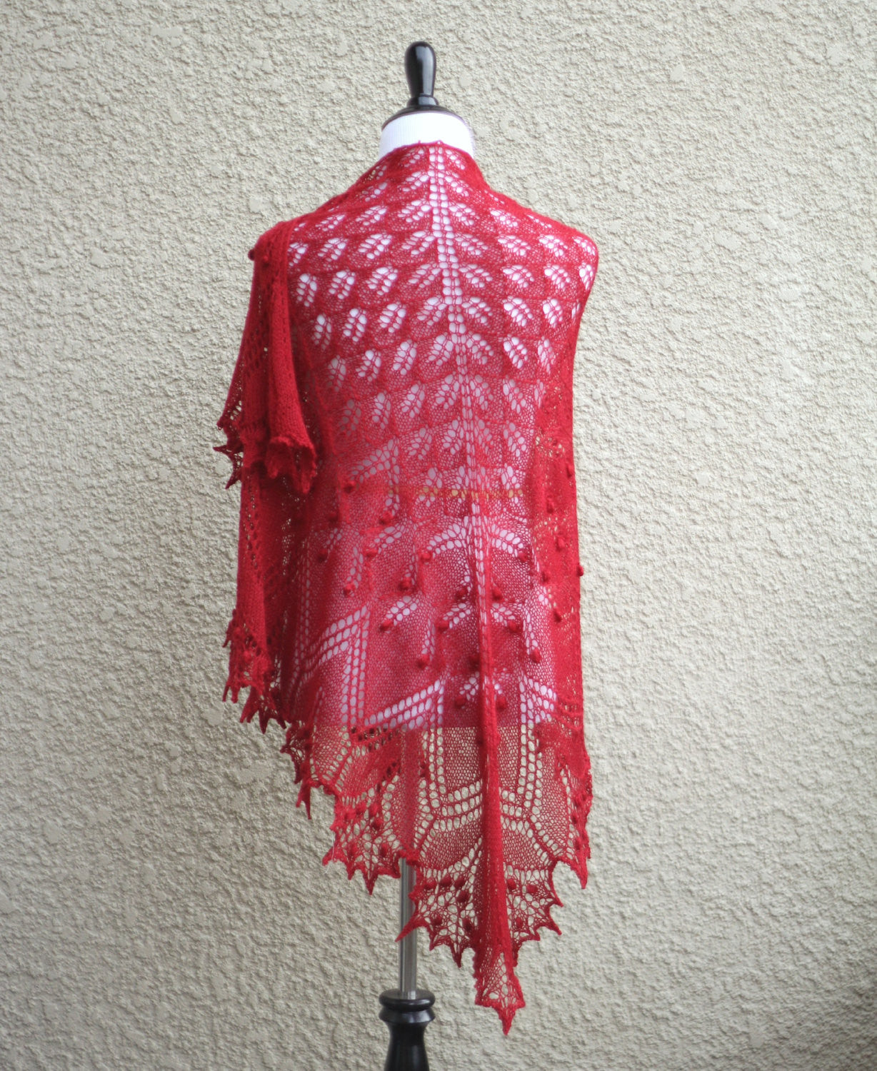 Knitted red shawl