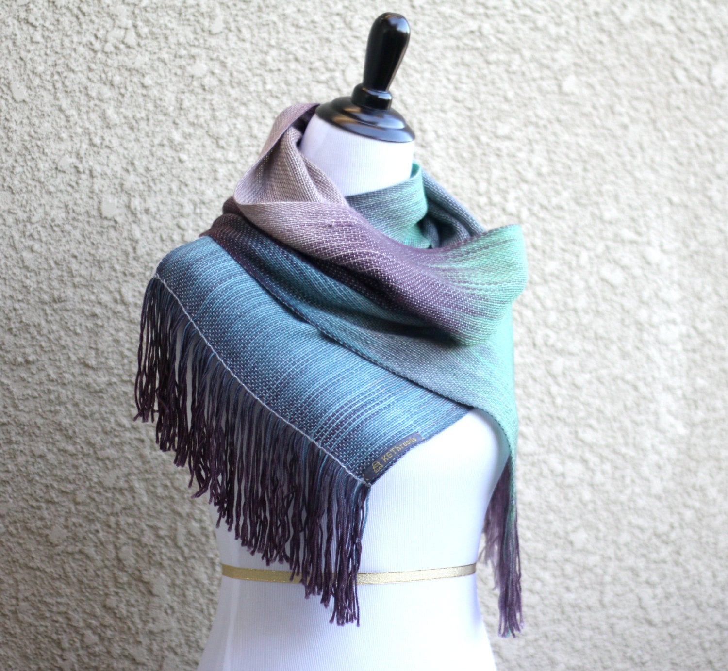 Blue-green and brown scarf