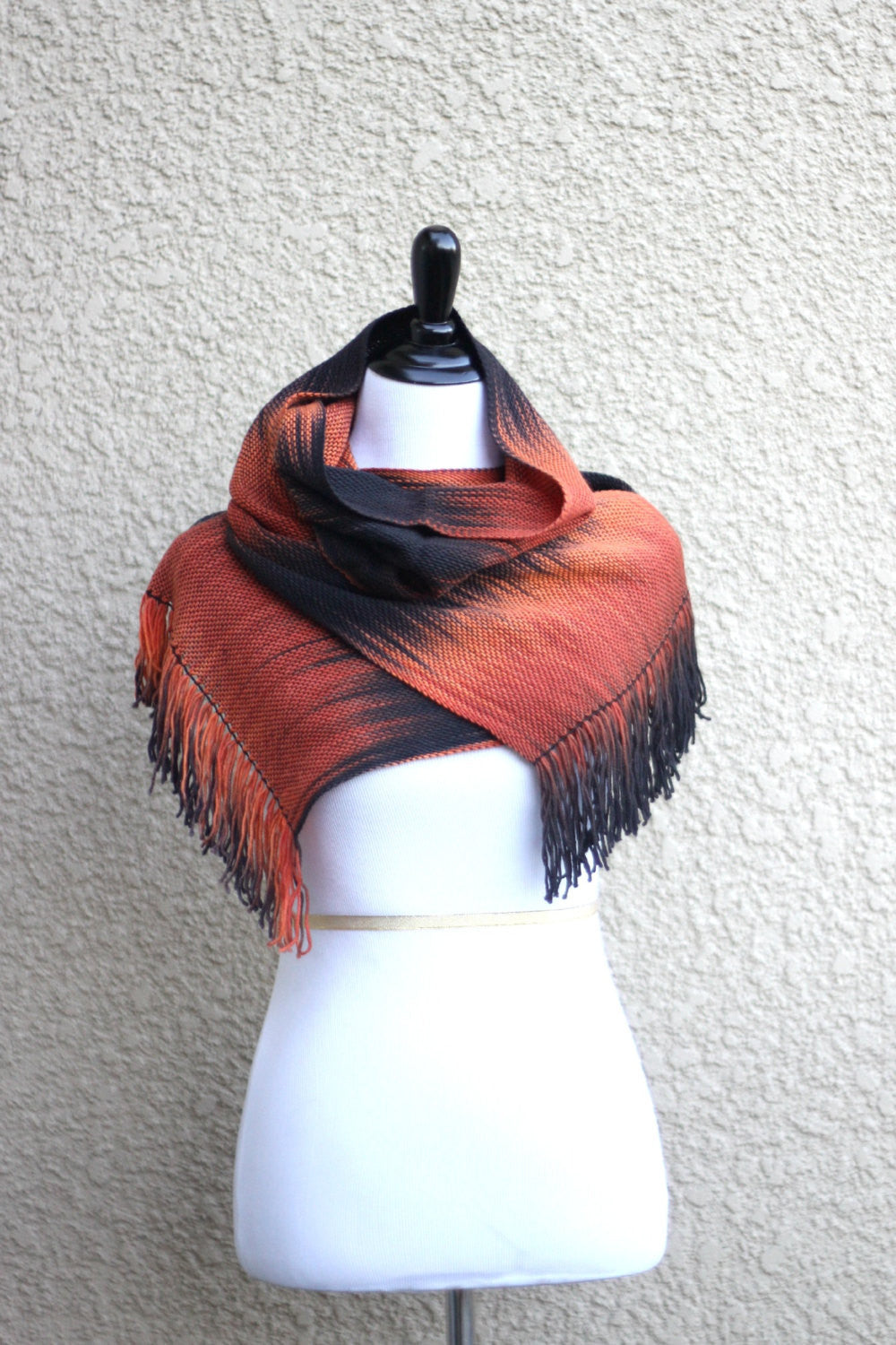Black orange pashmina scarf