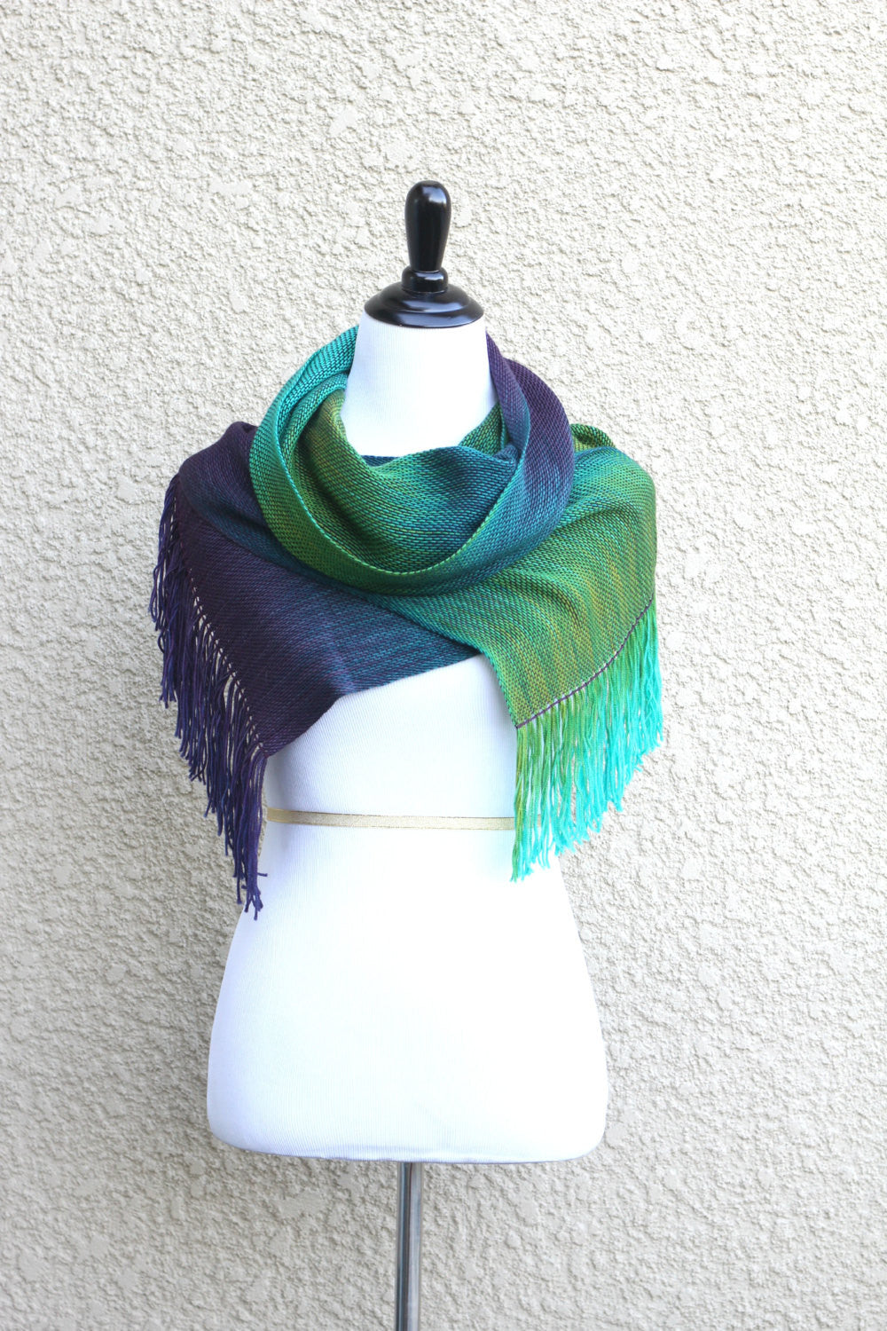 Peacock colorway woven scarf