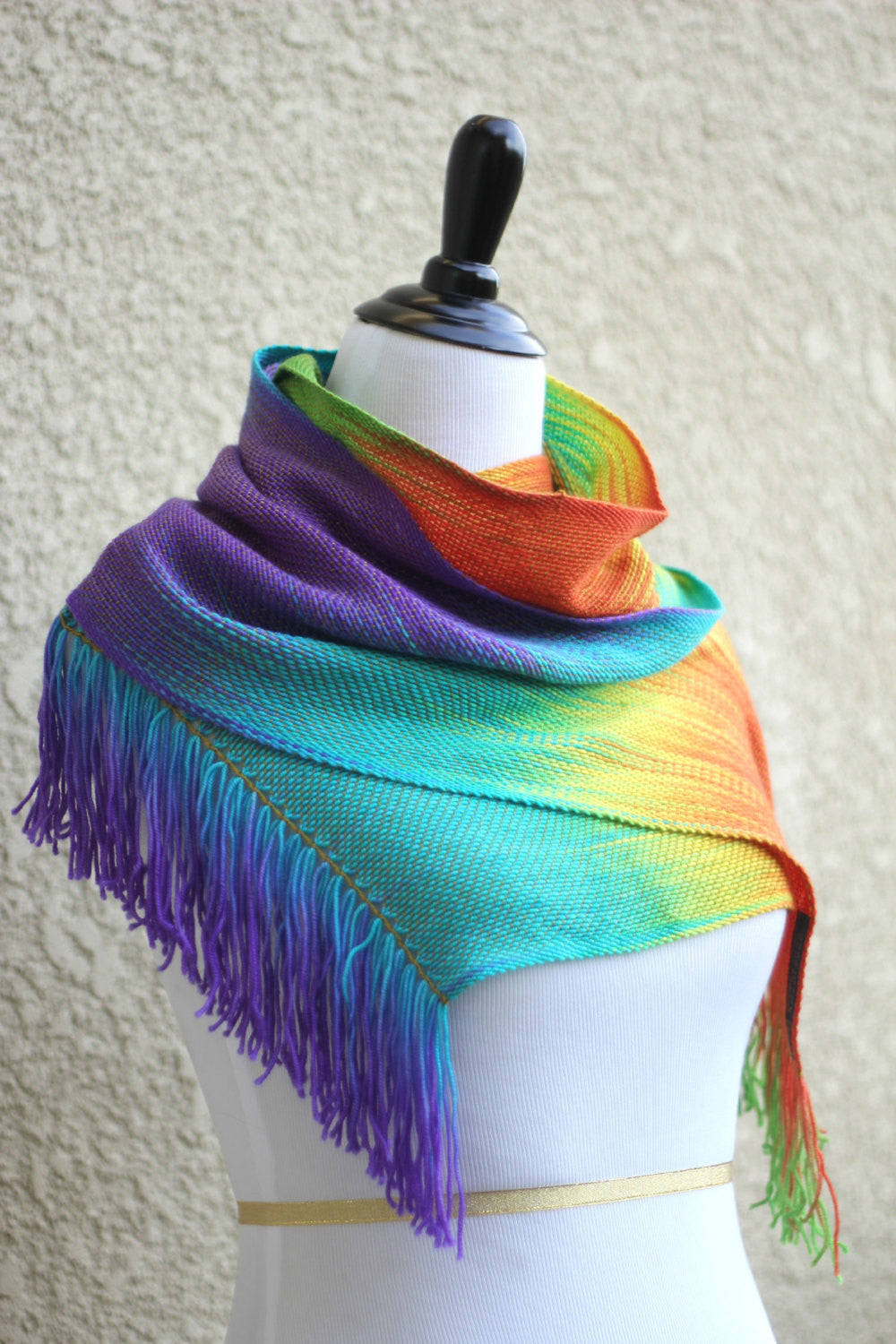 Rainbow woven scarf