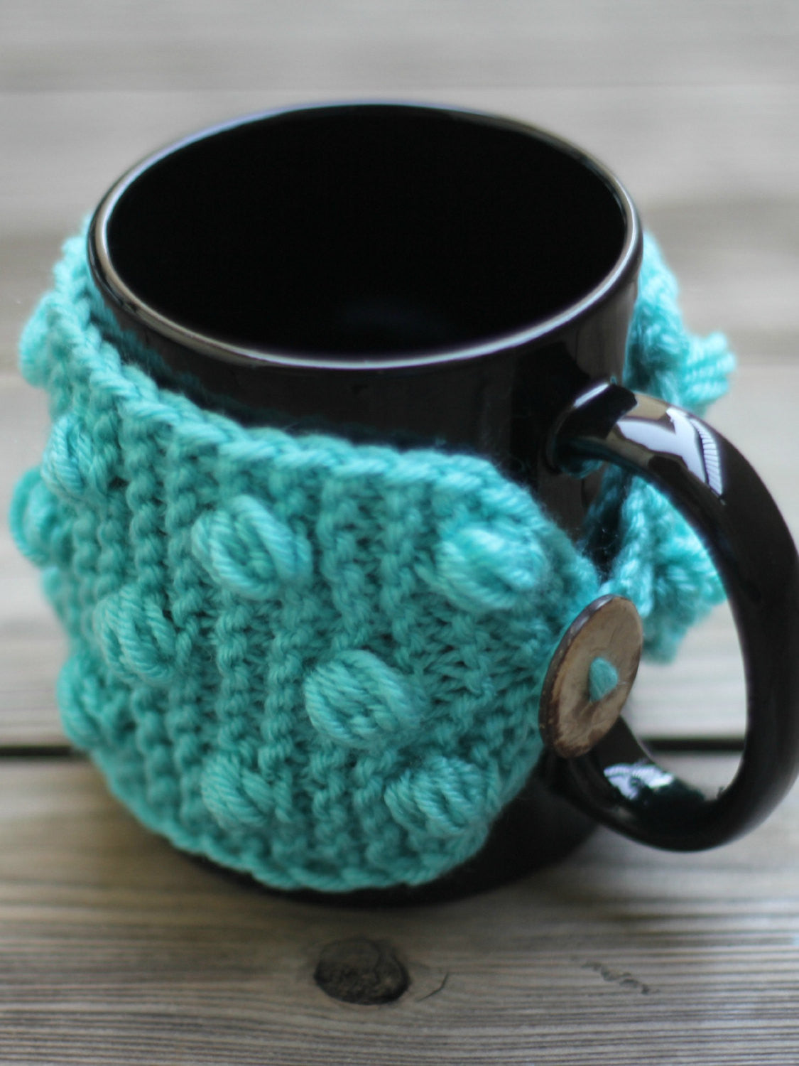 Knit pattern mug cozy with nupps, cup cozy, bobbles cup cozy DIY knitted tutorial, knitted pattern