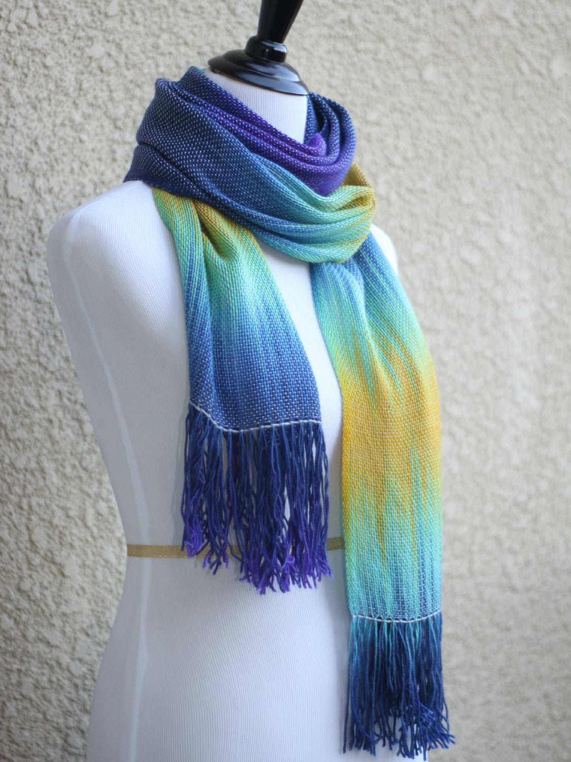 Blue and yellow scarf