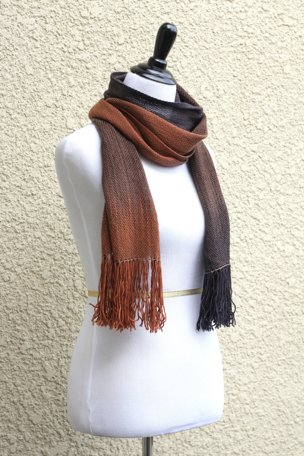 Woven scarf in brown coffee colors, gift for her