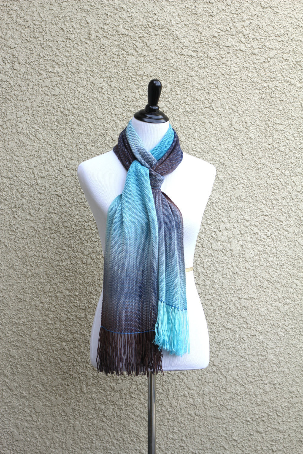 Blue and grey-brown scarf