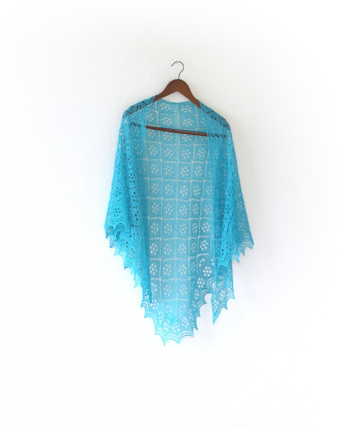 Aqua blue laced shawl