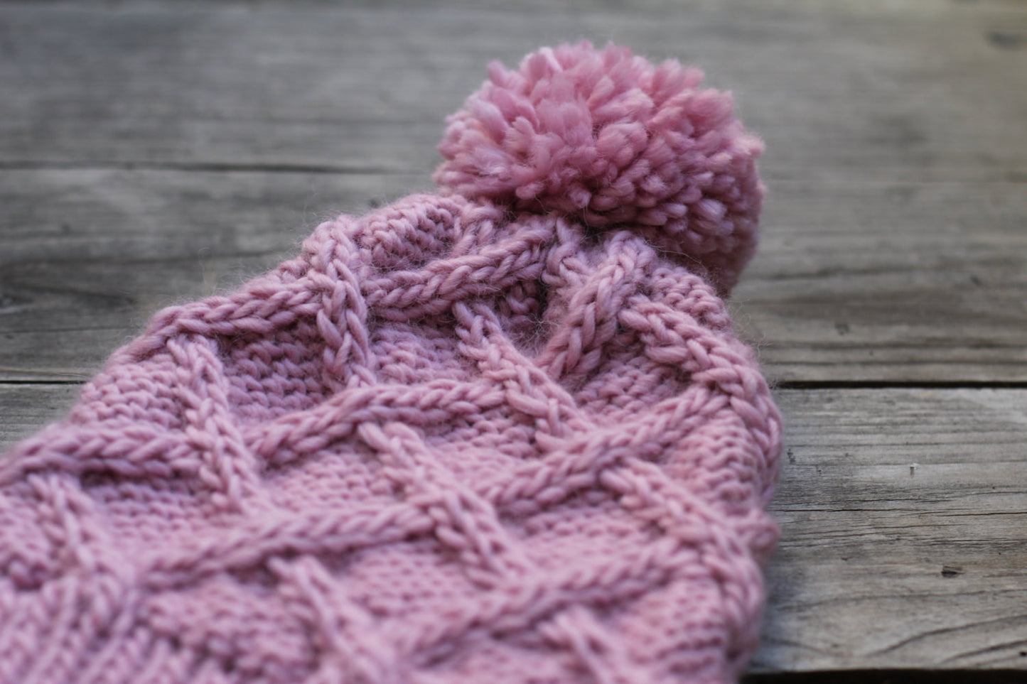 Pink cable hat