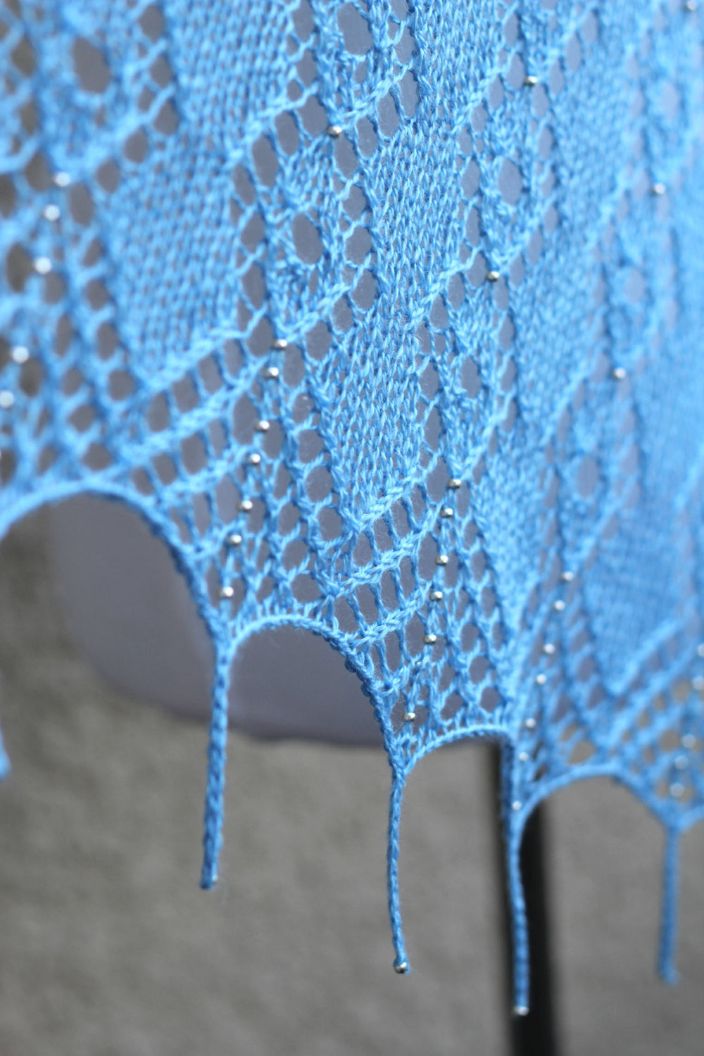 Blue lace shawl with beads