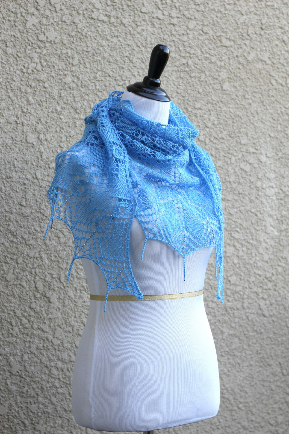 Knit blue shawl