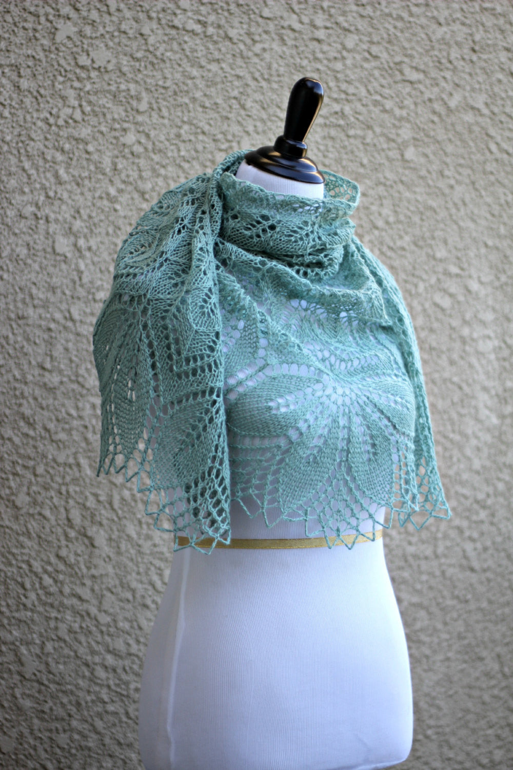 Olive green lace shawl