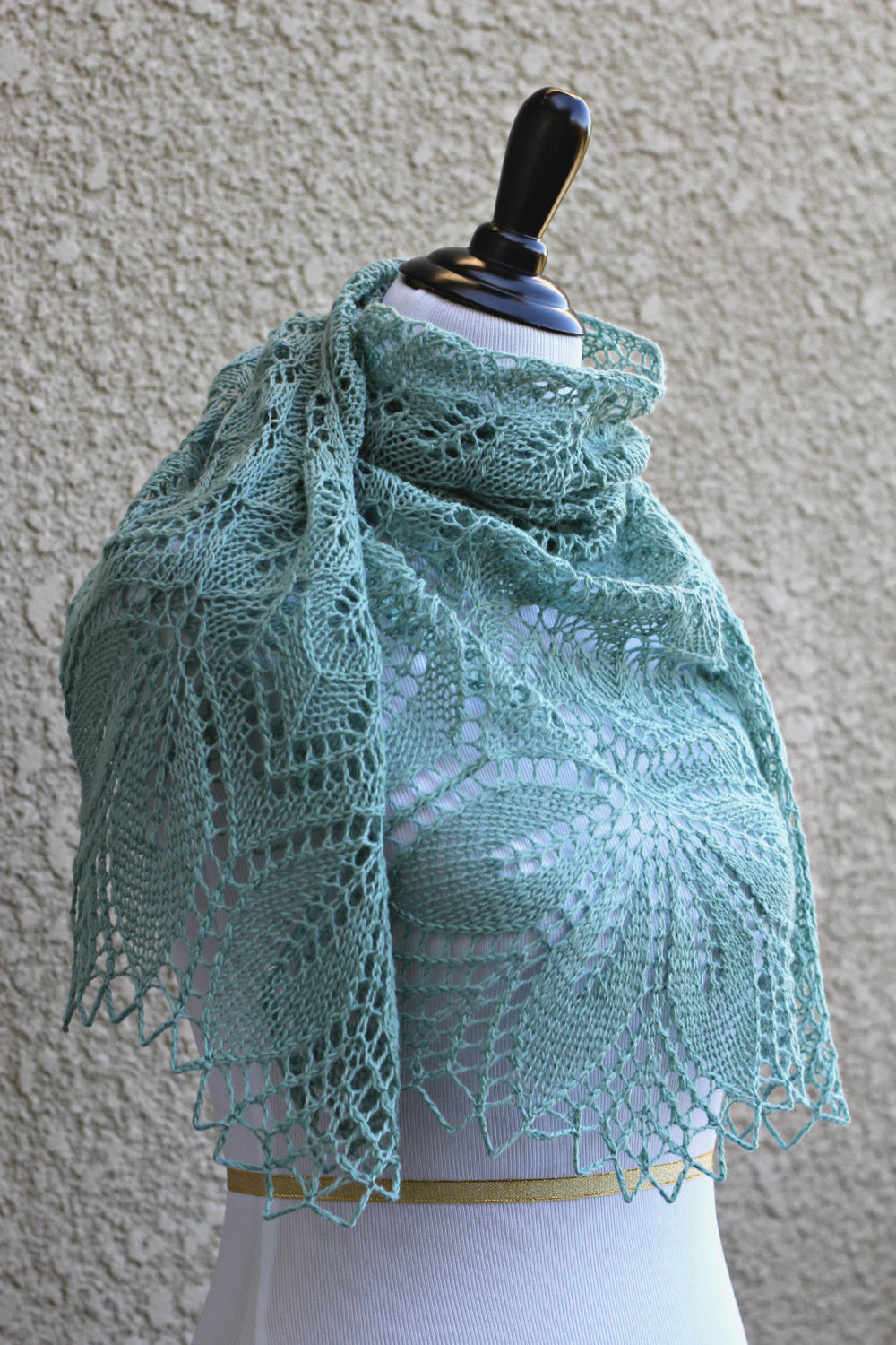Laced shawl in grey olive color