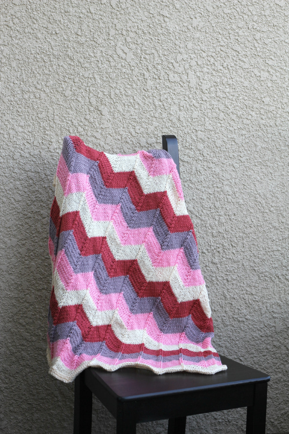 Pink knit baby blanket