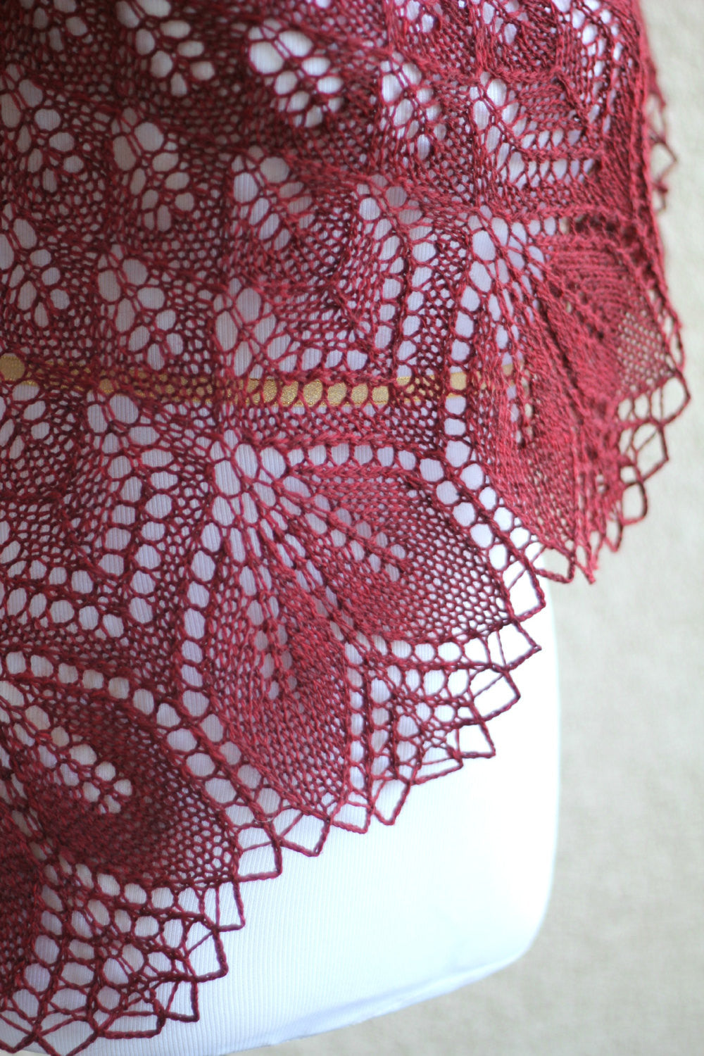 Burgundy lace shawl