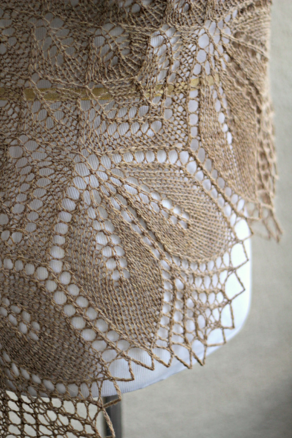 Knit shawl, lace wrap in beige color, gift for her