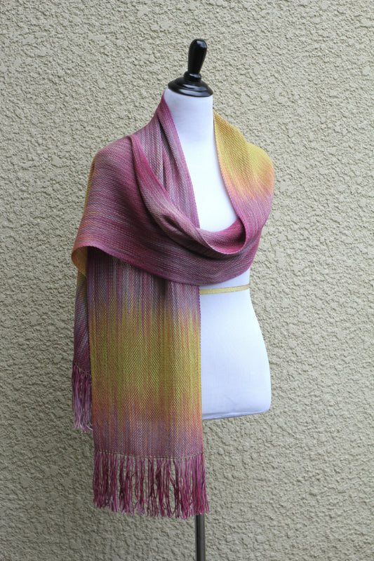 Pink and yellow woven wrap